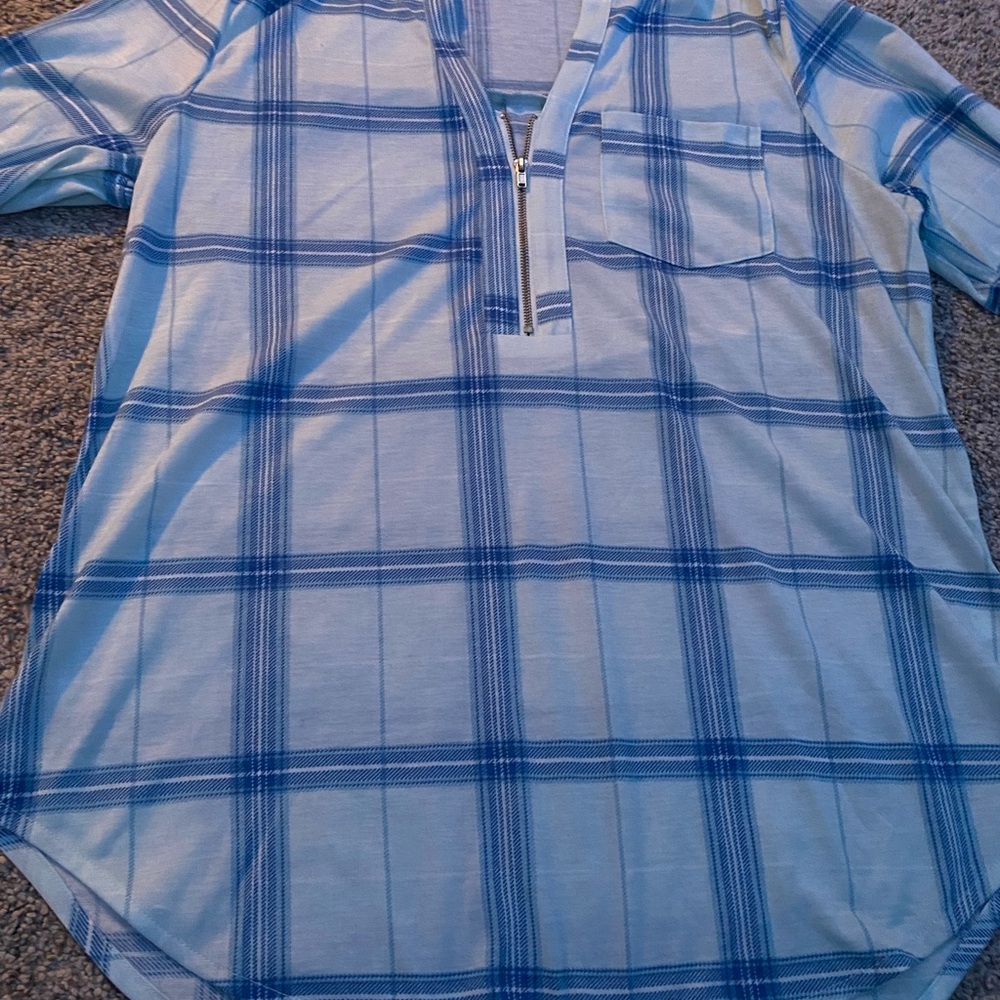 Men's Blue Plaid Shirt